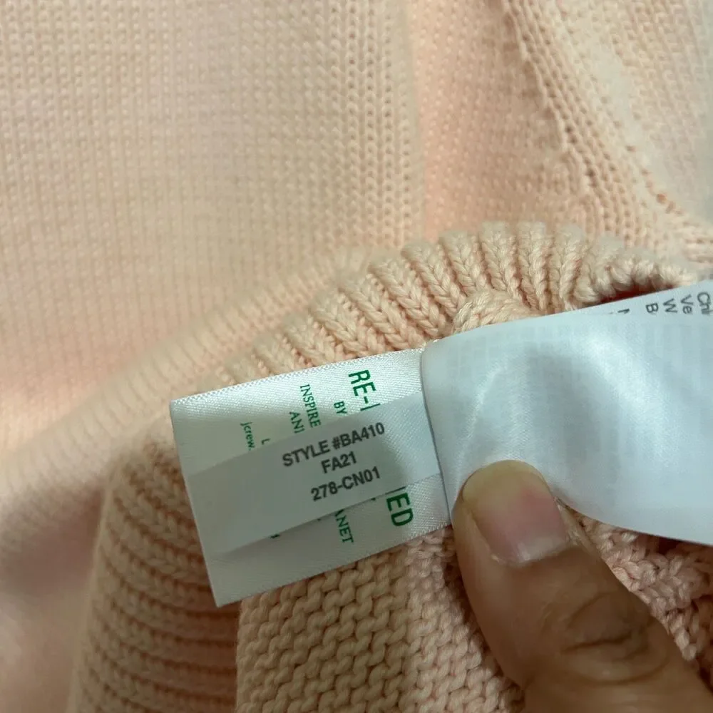 J. Crew Relaxed-Sleeve Boatneck Beach Sweater Womem Medum Pink Oversized Coastal